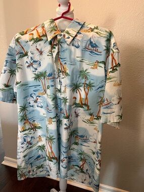 Campia - Light Blue Tropical Hawaiian Button-Up Shirt